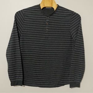 Marine Layer Men’s Augusta Double‎ Knit Gray Blue Striped Henley Size XL